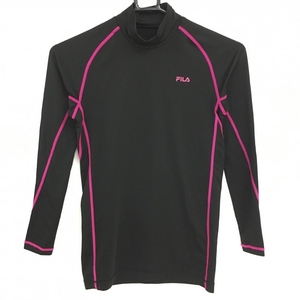  filler Golf inner shirt black × pink Logo print the smallest nappy lady's M Golf wear FILA GOLF