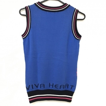 【美品】ビバハート ベスト ブルー×ネイビー リブライン レディース 40 ゴルフウェア VIVA HEART_画像2