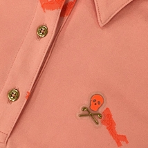 【超美品】マークアンドロナ 半袖ポロシャツ オレンジ 総柄 スカル レディース 38 ゴルフウェア MARK＆LONA_画像3