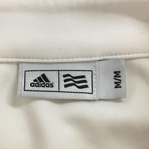アディダス 半袖ポロシャツ 白×ピンク 胸元ロゴ刺しゅう ハーフジップ メンズ M/M ゴルフウェア adidas_画像4