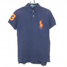 ポロbyラルフローレン 半袖ポロシャツ ネイビー×オレンジ ビックポニー コットン100％ メンズ S ゴルフウェア Ralph Lauren_画像1