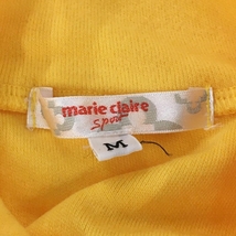 マリクレール 長袖ハイネックシャツ オレンジイエロー×白 胸元刺しゅう レディース M ゴルフウェア marie claire_画像3