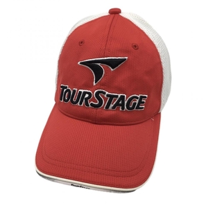 [ super-beauty goods ] Tour Stage cap red × white .... mesh Bridgestone L( approximately 57-60cm) Golf wear TOURSTAGE