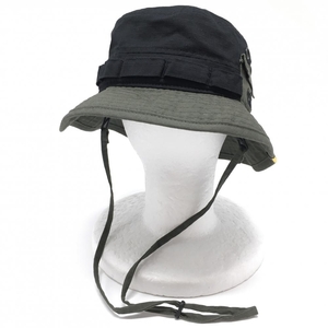 [ super-beauty goods ] Jack Wolfskin hat black × khaki lining mesh Logo ....M 54-57CM Golf wear Jack Wolfskin