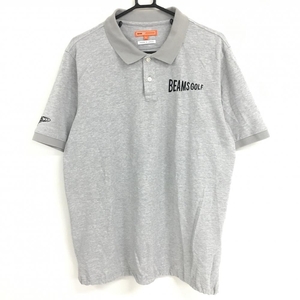 ビームスゴルフ 半袖ポロシャツ 杢ライトグレー×黒 日本製 ロゴ刺しゅう メンズ XL ゴルフウェア BEAMS GOLF