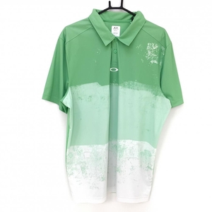 オークリー 半袖ポロシャツライトグリーン×白 グラデーション ストレッチ 大きいサイズ メンズ 2XL ゴルフウェア Oakley
