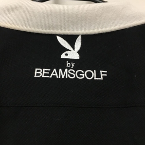 ビームスゴルフ×PLAY BOY 半袖ポロシャツ 黒×白 前ロゴ総柄 メンズ XL ゴルフウェア BEAMS GOLFの画像3