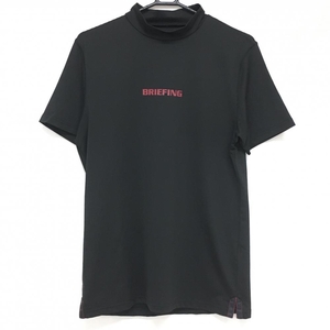 【超美品】ブリーフィング 半袖ハイネックシャツ 黒×レッド バックロゴ メンズ M ゴルフウェア 2022年モデル BRIEFING