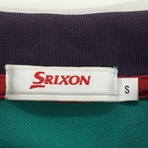 スリクソン 長袖ポロシャツ グリーン×レッド 胸元ロゴ 前立てライン レディース S ゴルフウェア SRIXON_画像3