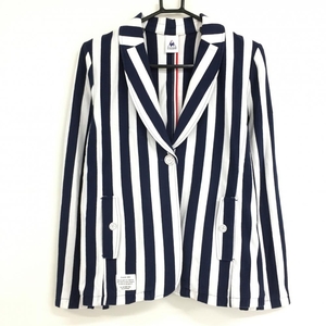  Le Coq tailored jacket navy × white stripe lady's L Golf wear le coq sportif