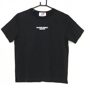 【超美品】マスターバニー Tシャツ 黒×白 コットン100％ ロゴプリント レディース 1(M) ゴルフウェア MASTER BUNNY EDITION