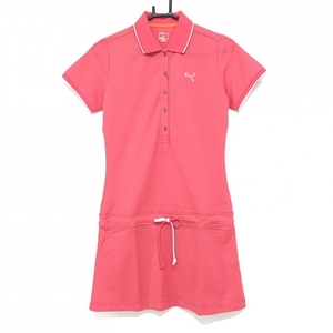 PUMA Платье-поло с коротким рукавом Розовый×белый DRY Dry Женская одежда для гольфа L PUMA