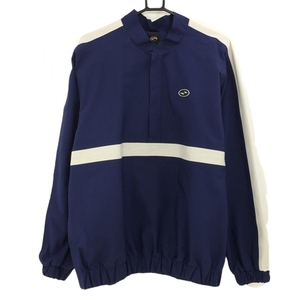  Nike блузон темно-синий × белый рукав линия половина Zip мужской L/G/G Golf одежда NIKE