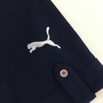プーマ 半袖ポロシャツ ネイビー×白 ロゴ刺しゅう 袖ロールアップ風 メンズ XL ゴルフウェア PUMA_画像3