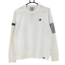 【美品】アディダス セーター 白×杢グレー ニット ウール混 メンズ M/M ゴルフウェア adidas_画像1