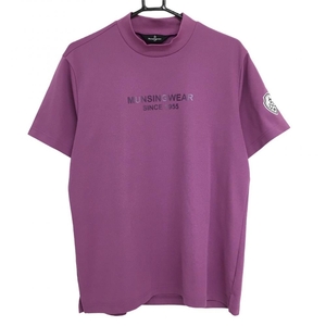 [ beautiful goods ] Munsingwear wear short sleeves high‐necked shirt purple . origin Logo sleeve badge men's LL Golf wear Munsingwear