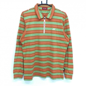 [ super-beauty goods ] Yonex polo-shirt with long sleeves orange × light green border half Zip HEAT CAPSULE men's LL Golf wear YONEX