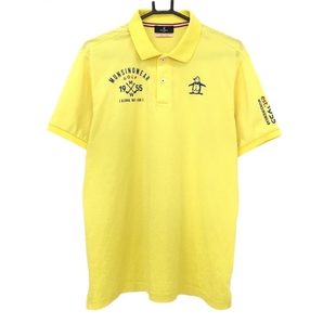 マンシングウェア 半袖ポロシャツ イエロー ロゴ刺しゅう メンズ LL ゴルフウェア Munsingwearの画像1