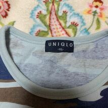 UNIQLO☆ユニクロ 迷彩柄半袖Tシャツ XL USED 青カモフラ 旧ロゴ_画像3