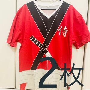 新品 ２枚セット SALE Ｌサイズ 定価3,960円 Tシャツ　侍 なりきり 綿100%　和風　メンズ