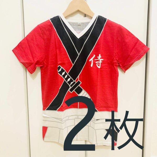 新品 SALE 2枚セット150cm 定価3,960円 Tシャツ　なりきり　キッズ 侍 綿100%　和風　子供　男の子