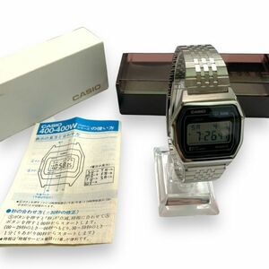 ■ほぼ未使用品・極美品・稼働品・希少　CASIO カシオ B213W 400 デジタル 純正SSベルト ビンテージ 当時の箱/取説兼保付 新品電池交換済