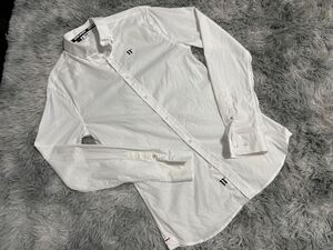 イレブンディグリーズ 11Degrees Long Sleeve Contrast Logo Shirt ホワイト ワイシャツ 襟付きシャツ フィット 長袖 ストレッチ XS