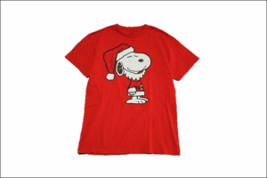 【M】 PEANUTS SNOOPY ピーナッツ スヌーピー Tシャツ 赤 サンタクロース クリスマス ビンテージ ヴィンテージ USA 古着 オールド IB1208