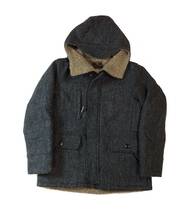 Simplicite plus × Harris Tweed シンプリシテプリュス ハリスツイード フーデッドジャケット コート ヘリンボーン グレー 内側ボア 38_画像1