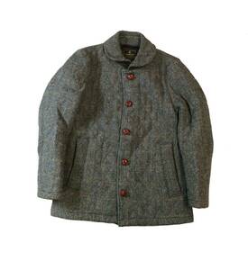 Simplicite plus × Harris Tweed シンプリシテプリュス ハリスツイード キルティングジャケット ヘリンボーン くるみボタン グレー 36