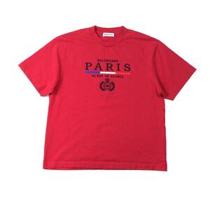 BALENCIAGA バレンシアガ 半袖Tシャツ カットソー 刺ロゴ 赤 レッド メンズ XS 　（ma)