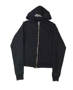 HOOD BY AIR フードバイエアー HBA フルジップ スウェットパーカー トレーナー ブラック 黒 CREW フード刺繍ロゴ ポルトガル製 メンズ M 