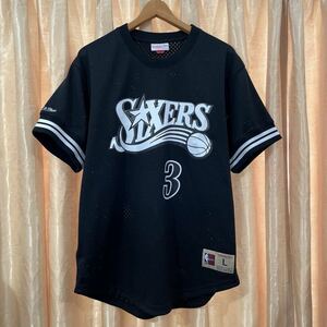 Mitchell & Ness ミッチェルアンドネス NBA アイバーソン 76ers メッシュTシャツ サイズL ブラック ALLEN IVERSON セブンティシクサーズ