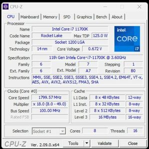 インテル intel Core i7-11700K LGA1200 3.6GHZ CPU 送料無料 動作確認済み、ベンチ済みの画像4
