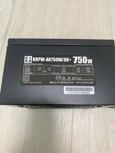 パソコン用電源　玄人志向 KRPW-AK750W/88+ 750W 80PLUS SILVER　 電源ユニット 電圧確認済　動作確認済み 中古品