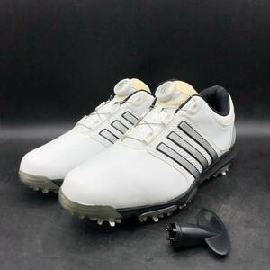 M2608 良品 adidas Golf アディダス ゴルフ tour360 X ゴルフシューズ スパイク メンズ US9.5/27.0cm ホワイト 靴