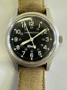 10 HAMILTON 稼働品 ハミルトン カーキ khaki 9415A 手巻き メンズ ボーイズ 腕時計 黒文字盤 ブラック