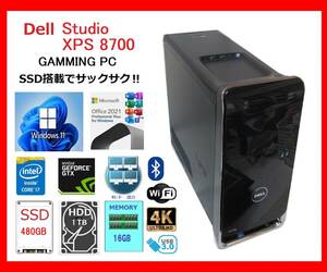 Dell XPS 8700 サクサク Core i7-4770～3.9Ghz×8/16G/新SSD480G+1T/GTX645/WiFi/W11/office2021