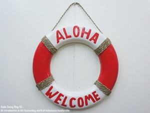 Art hand Auction Welcome Float & Aloha Object Red Wooden Asian Goods Handmade Welcome Board Sign Board Entrance Hawaiian Goods Albesia, interior accessories, ornament, ethnic