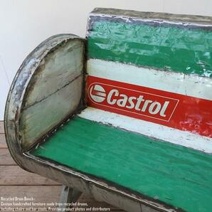 ドラム缶をリメイクしたベンチ 2P M 2人掛け 1.5人掛け Castrol カストロール リメイク家具 工業系 男前家具 アイアンチェアの画像9