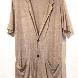 THREE BLIND MICE◯シャツジャケット◯カーディガン◯テーラード◯半袖◯ルーズ◯麻混◯日本製◯スリーブラインドマイス 定価26,000円 淡茶