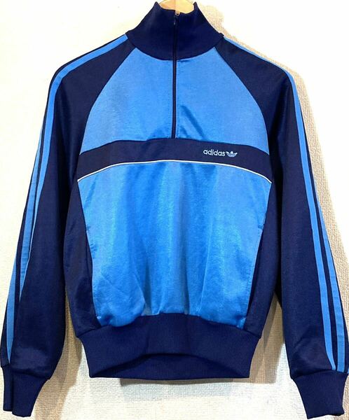 adidas★70's-80'sVINTAGE★トラックジャケット★プルオーバー★ジャージ★W.GERMANY★西ドイツ製 アディダス ビンテージ 青紺 ミント 美品