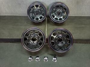 NCB919中古 デイトナSS 14×5JJ 4穴 100 +42 ホイール DAYTONA 赤青ライン 軽自動車