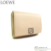 ロエベ （LOEWE） アナグラム バーティカル ウォレット スモール コンパクト 三つ折り 財布 C821TR2X02 ヌード（中古）_画像1