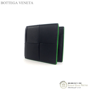 ボッテガ ヴェネタ （BOTTEGA VENETA） マキシイントレ カセット コンパクト 二つ折り 財布 649605 ブラック×パラキート メンズ（新品）