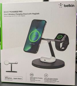 Belkin 3 in 1 Boost Charge Pro MagSafe 最大15W高速充電 ワイヤレス充電器 iPhone