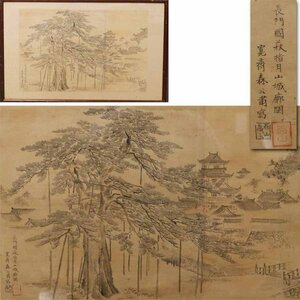 Art hand Auction 《源》【即決･送料無料】巨匠･森寛斎 筆写 田総百山 筆｢長門國萩指月山城廓図｣/額装, 絵画, 日本画, その他