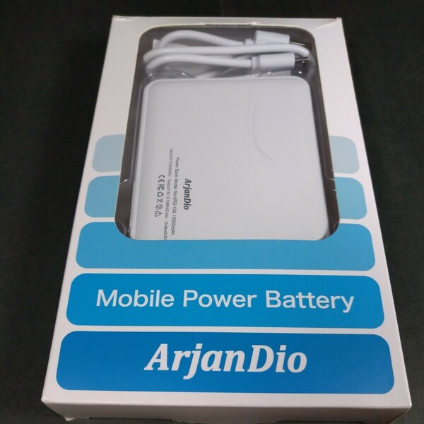 モバイルバッテリー、Arjan Dio.Mobile Power Battery、薄型大容量、本体マイクロUSBケーブル、中古