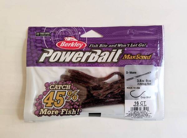 BERKLEY バークレー マックスセント PowerBait MaxScent D-Worm 3.6inch 【ディーワーム3.6 Dワーム3.6インチ】ジュンバグレッド