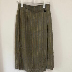 B: Lantana リネン混　ラップ風チェック柄スカート　婦人服